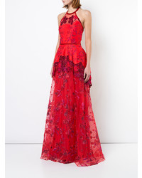 rotes Spitze Ballkleid von Marchesa Notte