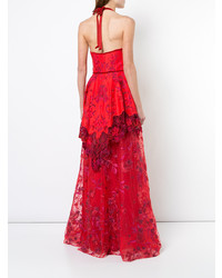 rotes Spitze Ballkleid von Marchesa Notte