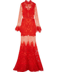 rotes Spitze Ballkleid von JONATHAN SIMKHAI