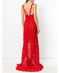 rotes Spitze Ballkleid von Ermanno Scervino