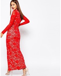 rotes Spitze Ballkleid von Missguided