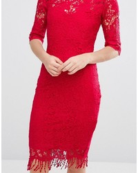rotes figurbetontes Kleid aus Spitze von Paper Dolls