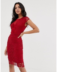 rotes figurbetontes Kleid aus Spitze von Girl In Mind