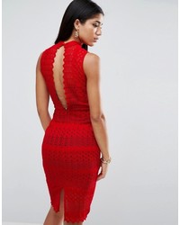 rotes figurbetontes Kleid aus Spitze von Asos