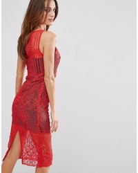 rotes figurbetontes Kleid aus Spitze von Forever Unique