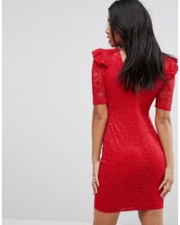 rotes figurbetontes Kleid aus Spitze von Asos
