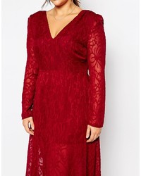 rotes Spitze Maxikleid mit Schlitz von Truly You