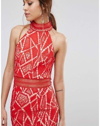 rotes Spitze Maxikleid von Jarlo