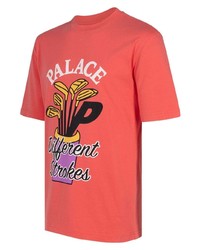 rotes Spitze T-Shirt mit einem Rundhalsausschnitt von Palace