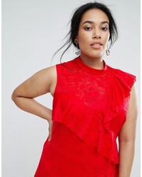 rotes Spitzekleid mit Rüschen von Asos