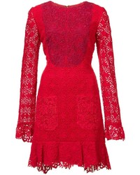 rotes Spitzekleid von Monique Lhuillier