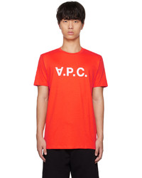rotes Strick T-Shirt mit einem Rundhalsausschnitt von A.P.C.