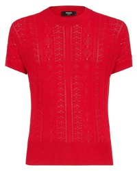 rotes Strick T-Shirt mit einem Rundhalsausschnitt von Fendi