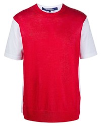 rotes Strick T-Shirt mit einem Rundhalsausschnitt von Junya Watanabe MAN
