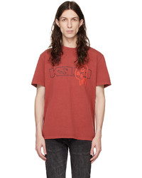 rotes Strick T-Shirt mit einem Rundhalsausschnitt von Ksubi