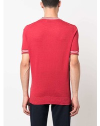 rotes Strick T-Shirt mit einem Rundhalsausschnitt von Brunello Cucinelli