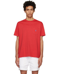 rotes Strick T-Shirt mit einem Rundhalsausschnitt von Polo Ralph Lauren