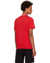 rotes Strick T-Shirt mit einem Rundhalsausschnitt von Moncler