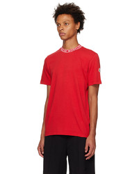 rotes Strick T-Shirt mit einem Rundhalsausschnitt von Moncler