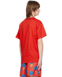 rotes Strick T-Shirt mit einem Rundhalsausschnitt von VERSACE JEANS COUTURE