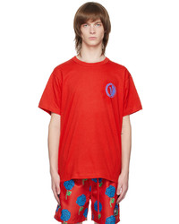 rotes Strick T-Shirt mit einem Rundhalsausschnitt von VERSACE JEANS COUTURE