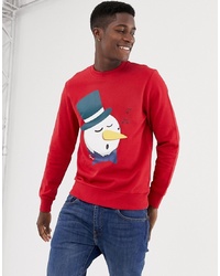 rotes Sweatshirt mit Weihnachten Muster von Jack & Jones