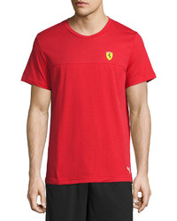 rotes T-Shirt mit einem Rundhalsausschnitt aus Netzstoff