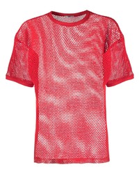 rotes T-Shirt mit einem Rundhalsausschnitt aus Netzstoff von Bode