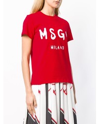 rotes Mit Batikmuster T-Shirt mit einem Rundhalsausschnitt von MSGM