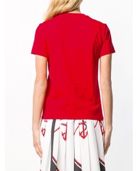 rotes Mit Batikmuster T-Shirt mit einem Rundhalsausschnitt von MSGM