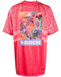 rotes Mit Batikmuster T-Shirt mit einem Rundhalsausschnitt von Heron Preston