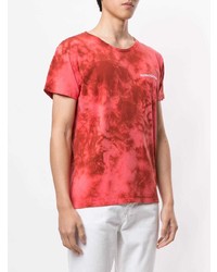 rotes Mit Batikmuster T-Shirt mit einem Rundhalsausschnitt von Nasaseasons