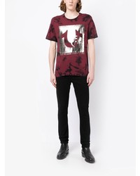 rotes Mit Batikmuster T-Shirt mit einem Rundhalsausschnitt von True Religion