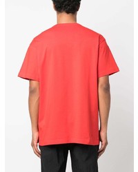 rotes T-Shirt mit einem Rundhalsausschnitt mit Blumenmuster von VERSACE JEANS COUTURE