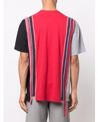 rotes T-Shirt mit einem Rundhalsausschnitt mit Flicken von Needles