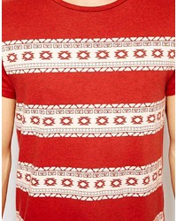rotes T-Shirt mit einem Rundhalsausschnitt mit geometrischem Muster von Asos