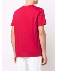 rotes T-Shirt mit einem Rundhalsausschnitt mit Paisley-Muster von Etro