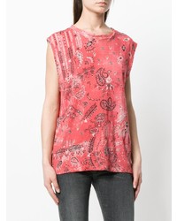 rotes T-Shirt mit einem Rundhalsausschnitt mit Paisley-Muster von IRO