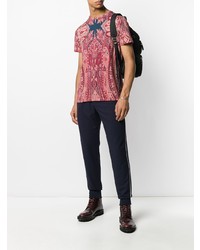 rotes T-Shirt mit einem Rundhalsausschnitt mit Paisley-Muster von Etro