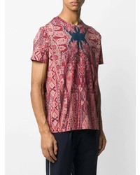 rotes T-Shirt mit einem Rundhalsausschnitt mit Paisley-Muster von Etro