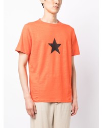 rotes T-Shirt mit einem Rundhalsausschnitt mit Sternenmuster von agnès b.