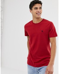 rotes T-Shirt mit einem Rundhalsausschnitt von Abercrombie & Fitch