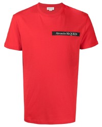 rotes T-Shirt mit einem Rundhalsausschnitt von Alexander McQueen