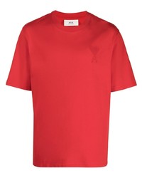 rotes T-Shirt mit einem Rundhalsausschnitt von Ami Paris