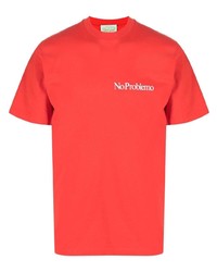 rotes T-Shirt mit einem Rundhalsausschnitt von Aries