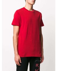 rotes T-Shirt mit einem Rundhalsausschnitt von Off-White