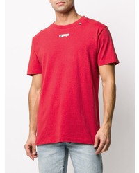 rotes T-Shirt mit einem Rundhalsausschnitt von Off-White