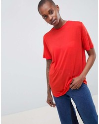 rotes T-Shirt mit einem Rundhalsausschnitt von Asos