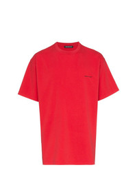 rotes T-Shirt mit einem Rundhalsausschnitt von Balenciaga