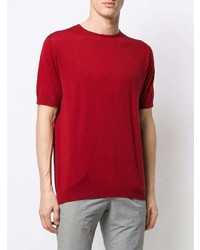 rotes T-Shirt mit einem Rundhalsausschnitt von John Smedley